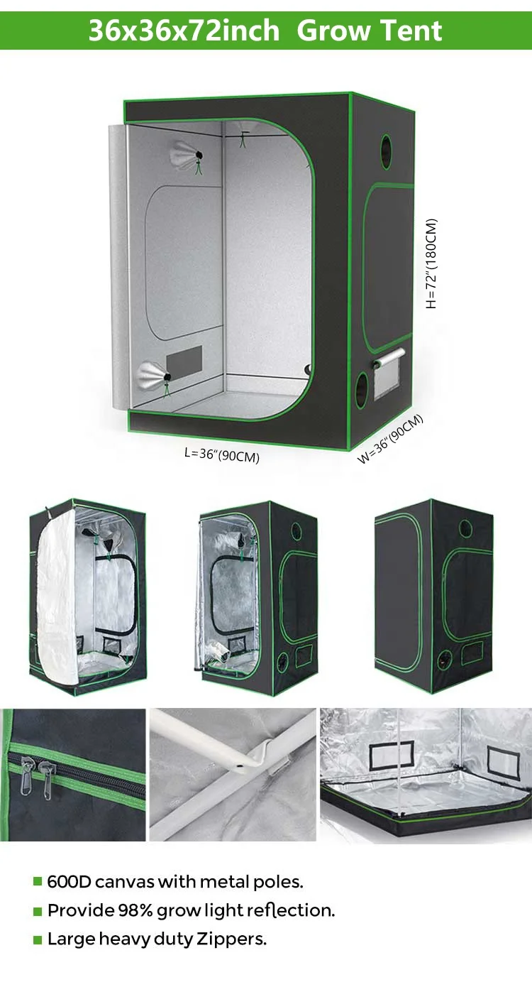 Germany Standard Hydroponic Grow Tent Complete Kit Custom Set With Led Grow Light And Inline Fan