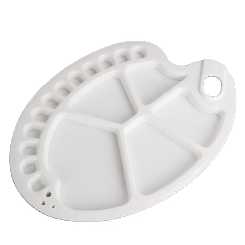 2023 Hot Sale Art Supplies Oval 17-Hole High-Quality Plastic Palette special For Watercolor Gouache Paint And Student Painting