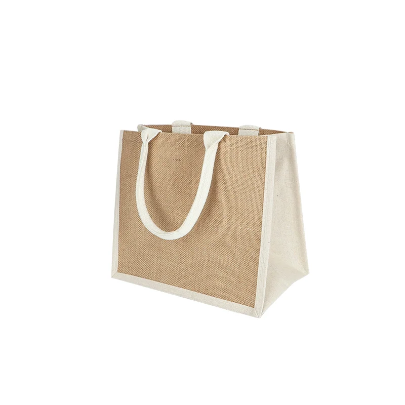 OEM индивидуальный принт доступные высококачественные джутовые мешки для печати с кожаными ручками Джутовая