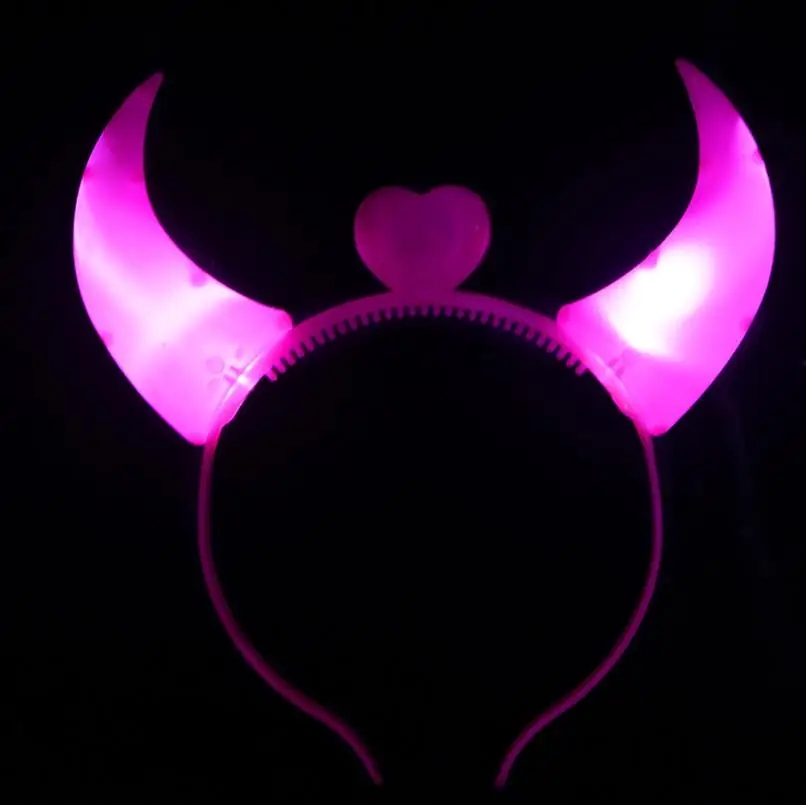 Glow Halloween Decorations Neon Party Concert Birthday Favors LED Light Up Devil Horns Headband