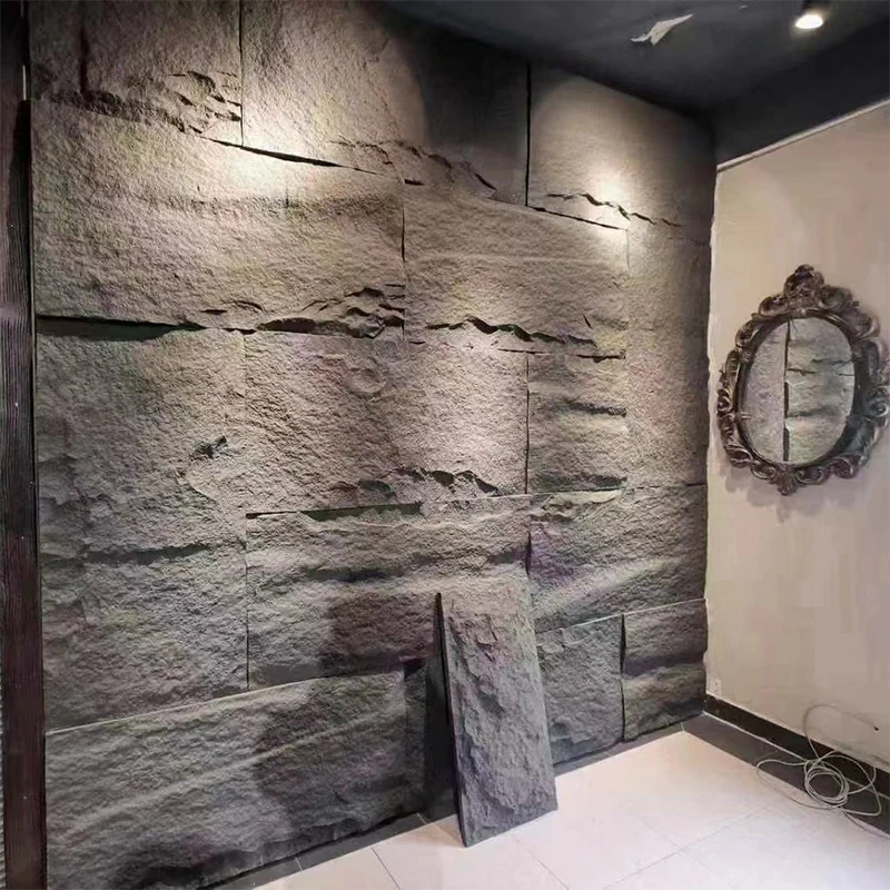 Wholesale price faux pu rock stone wall panel outdoor artificial slate cladding stone wall decor