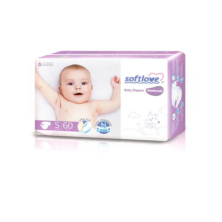 Softlove S60 Platinum Breathable Customized Elastic Waistband Disposable Diaper Baby