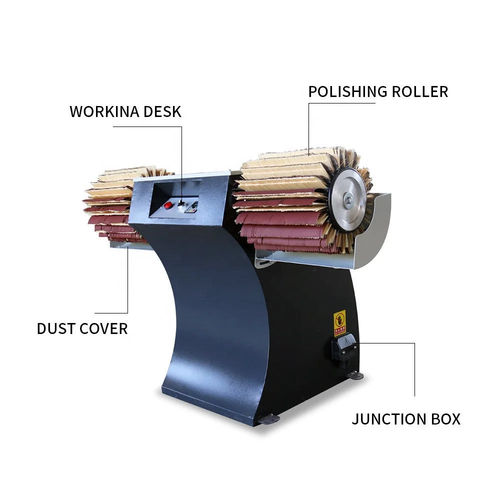 2 Heads manual woodworking wood brush polishing drum sander sanding brusher