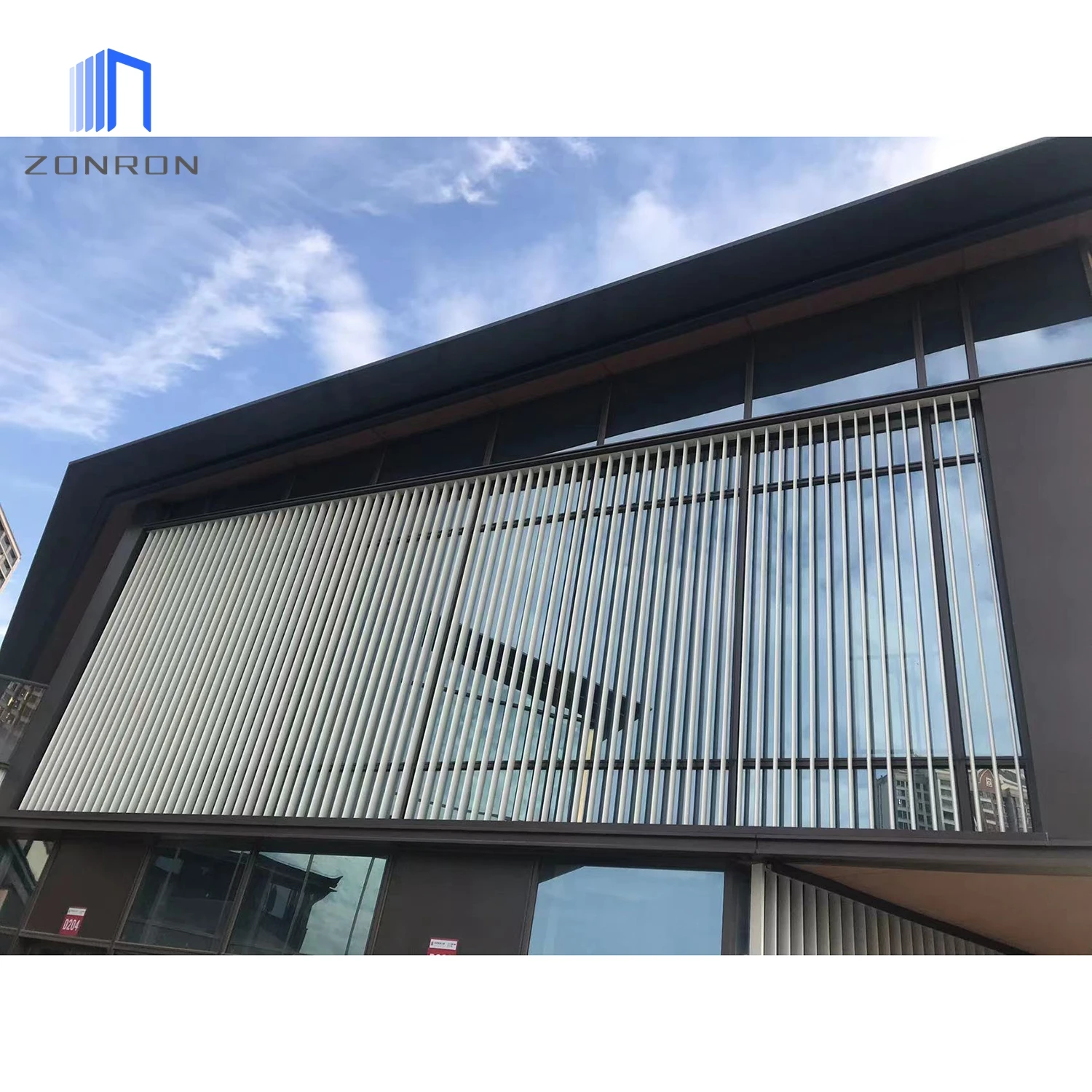 Zonron Building Powder coating Aluminum Airfoil louvers wall facade Shades sunshade airfoil sun louver fence louver