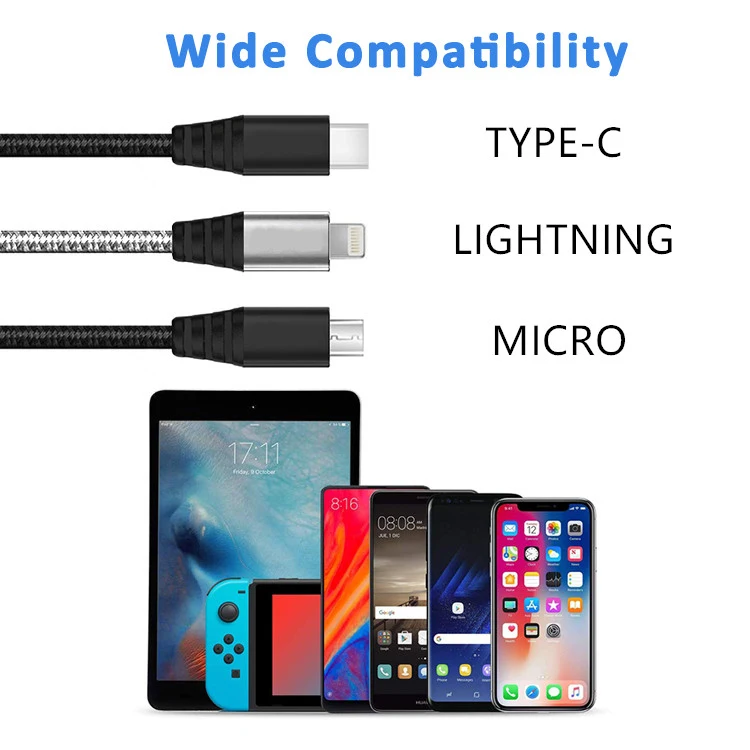 Custom Oem Odm Servise 100CM 2.4A Nylon 8PIN USB Data Cable for iphone