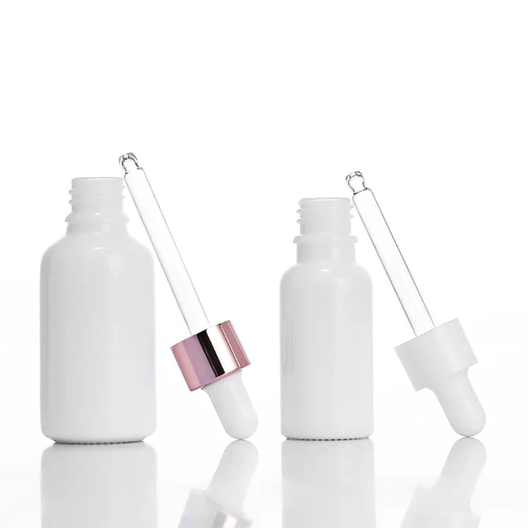 Customization White Pipette Drop Glass Essential Oil Bottle with Dropper for Cosmetic Serum Essence