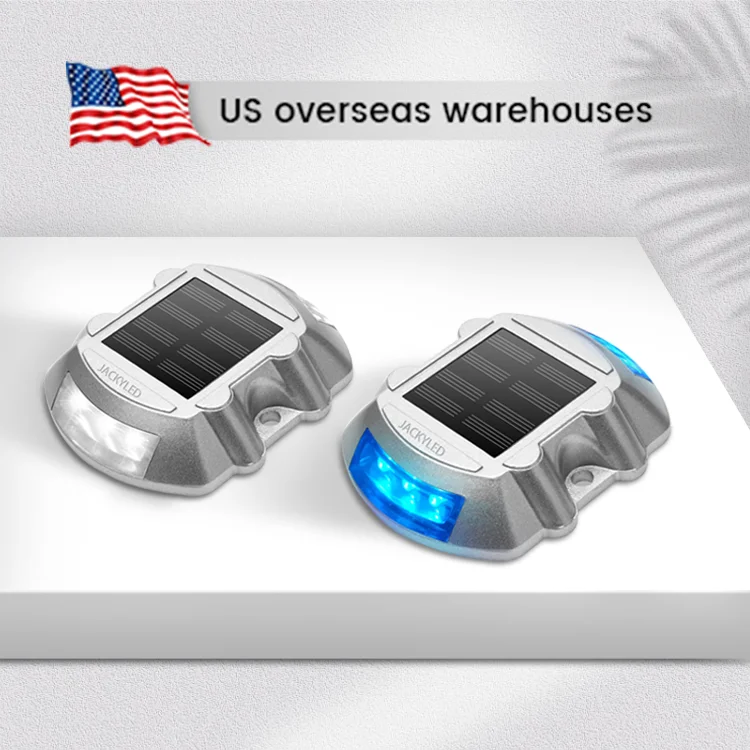 JACKYLED Solar Driveway Waterproof Light Aluminum Solar Charging Outdoor Highway Road Stud Light