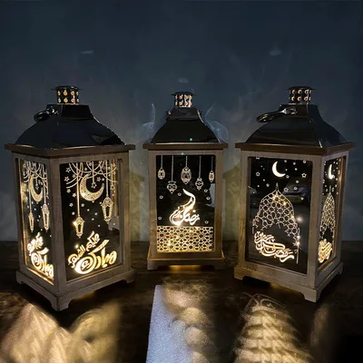 
2021 NEW DESIGN Eid Mubarak Lantern for Muslim Ramadan Party Decoration Iron Hanging Lantern with Led 