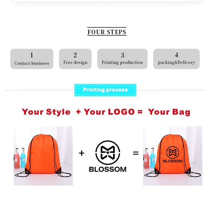 High Quality Cheap Custom Logo Bags 210d Polyester Draw string Sports Backpack Promotional custom