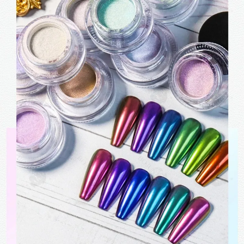 12 Colors Pearl Chameleon Pigment Powder Cosmetic Magic Chrome Mirror For Nail Painting