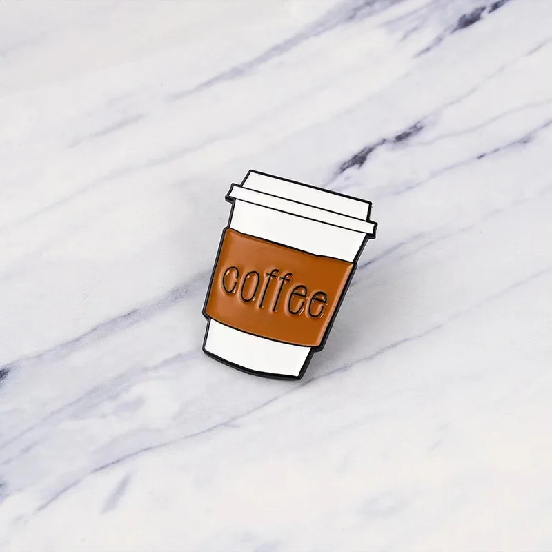 Cartoon Coffee Milky Tea Dixie Cup Enamel Pins Travel Mug Lapel Brooches Badges Gifts for Coffee Lovers Souvenirs