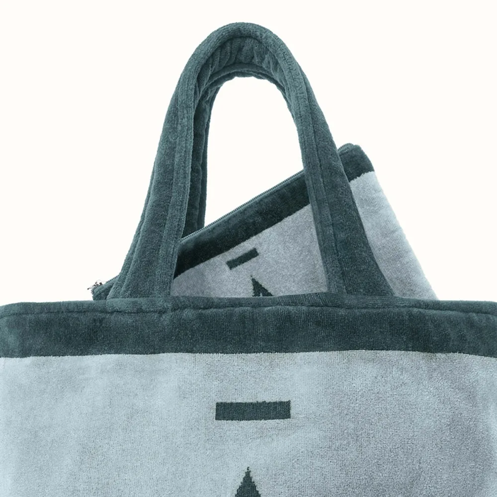 Customized Beach Towel in Bag 100% Cotton Terry Towel Reversible Totes Handbag the Beach Travel Set