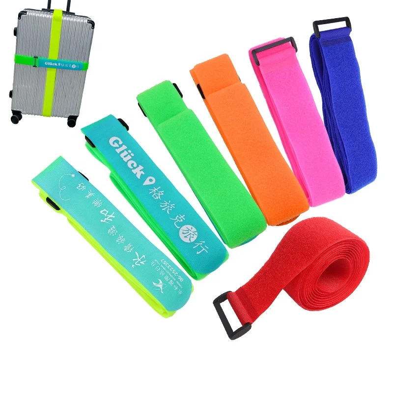 Custom brand logo adjustable hook and loop strap with plastic or metal buckle in sewing