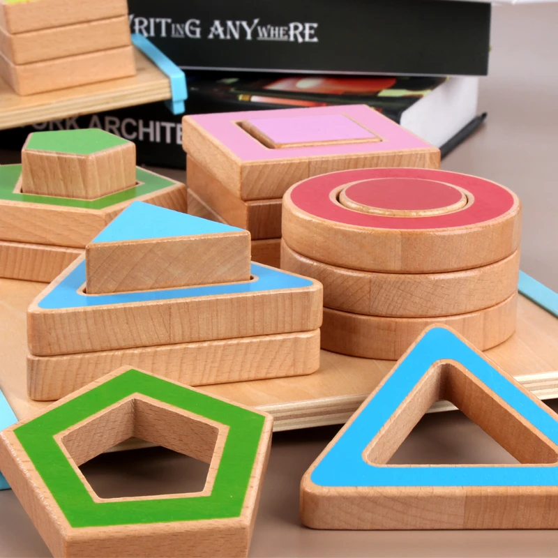 Wooden Educational Toys Geometry Shape Matching Game Learning Peg Puzzle Intelligence Training Learning Board