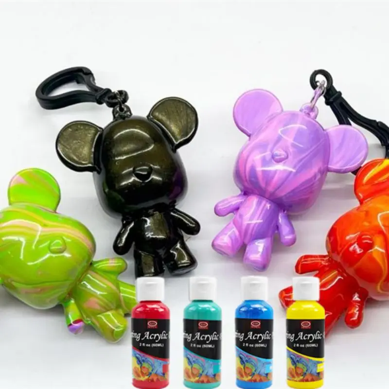 Tiktok Hot Sale DIY For Kid Children Pre Mixed For Art Fluid Diy Bear Pouring Acrylic Neon Pour Acryl Colors Paint