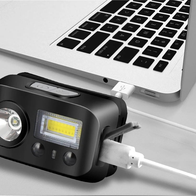 XPE+COB Super bright Led rechargeable Induction head torch headlamp headlight with red light