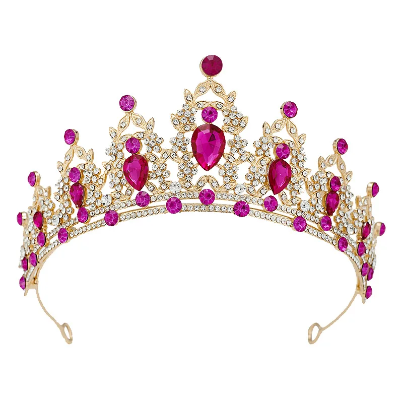 Wholesale Diamond Accessoire Femme Tiaras Colors Rhinestone Coronas Decorativas De Metal Sparkling Pageant Crown Crystal Diadem
