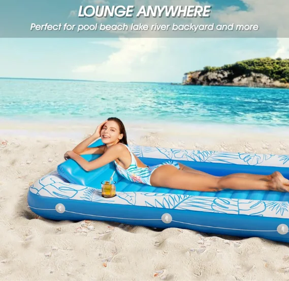 Custom Inflatable Tanning Swimming Pool  4 in 1 Sunbathing Lounge Raft Floatie Toys Water Filled Bed Mat Pad for Adult