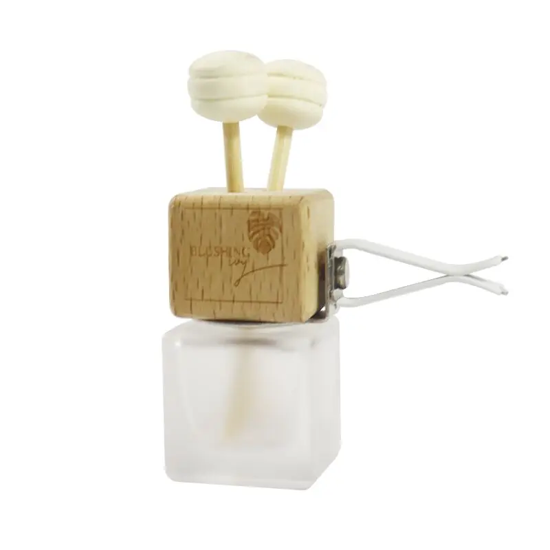 Frosted matte clear 8ml 10ml square car perfume bottle with clip use for auto air vent