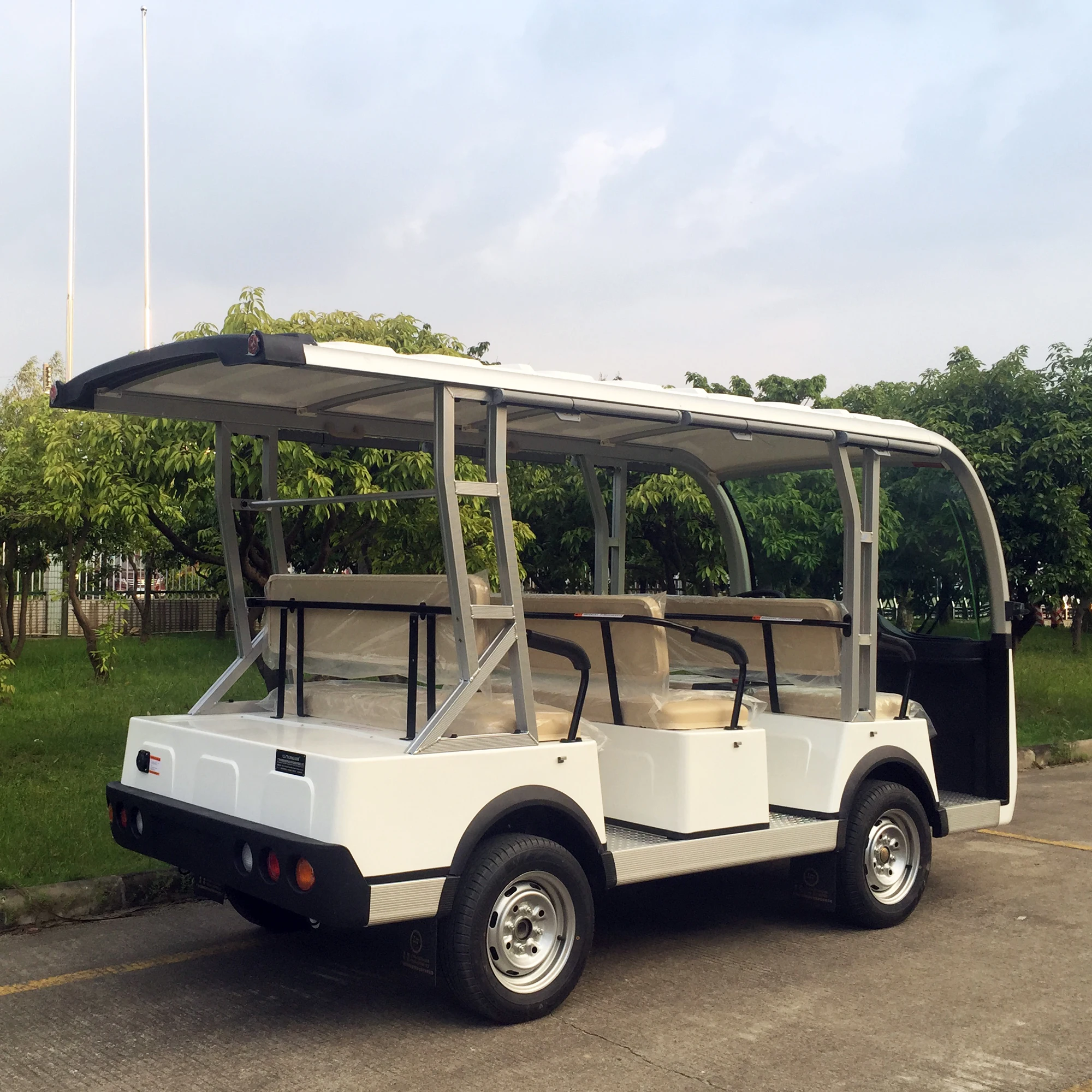  48V AC System Tourist Car Without Doors 8 Seater Electric Sightseeing Bus
