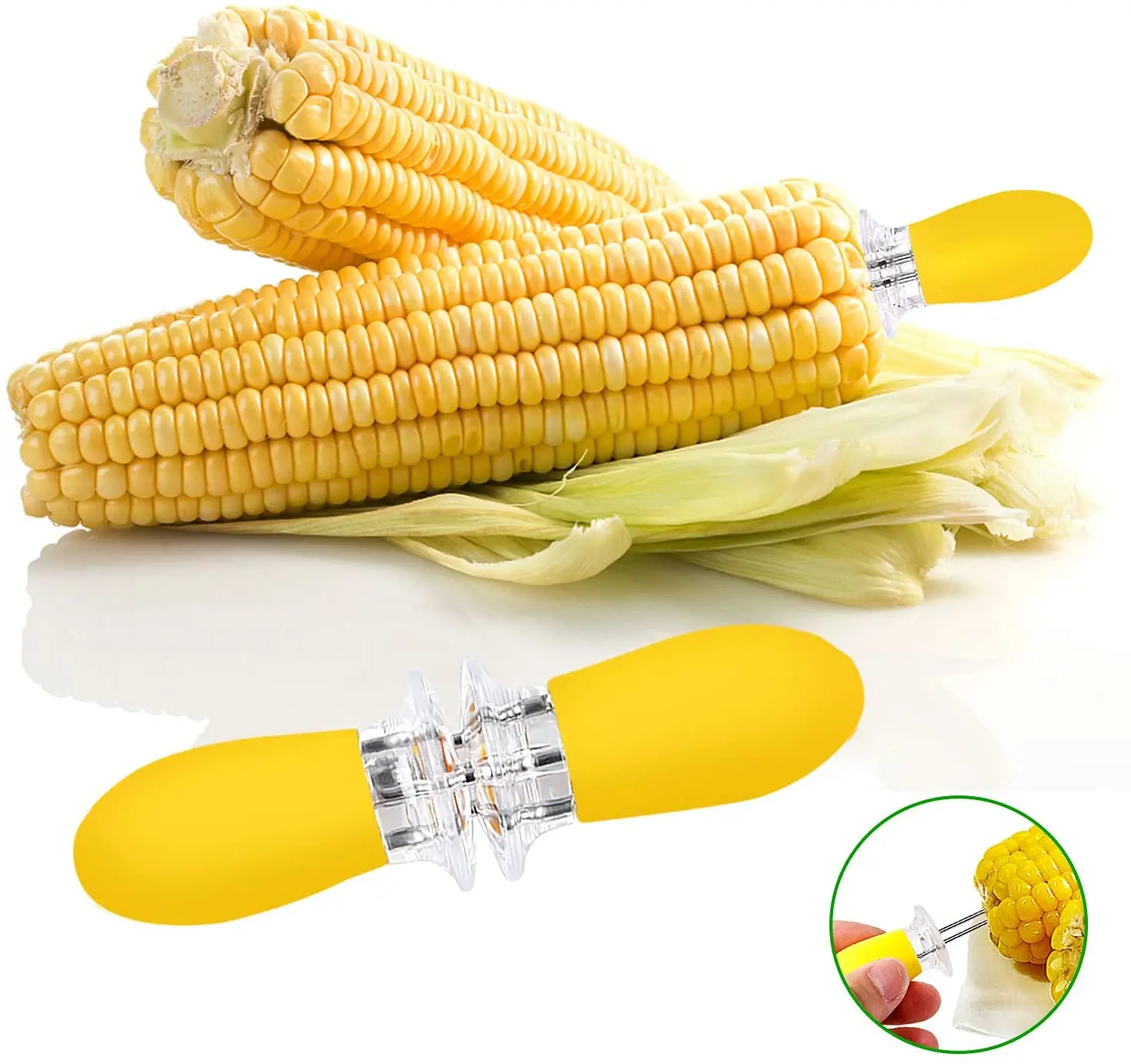 
Round Corn Cob Holders Outdoor Barbecue Tools Plastic Corn Pitch Forks 