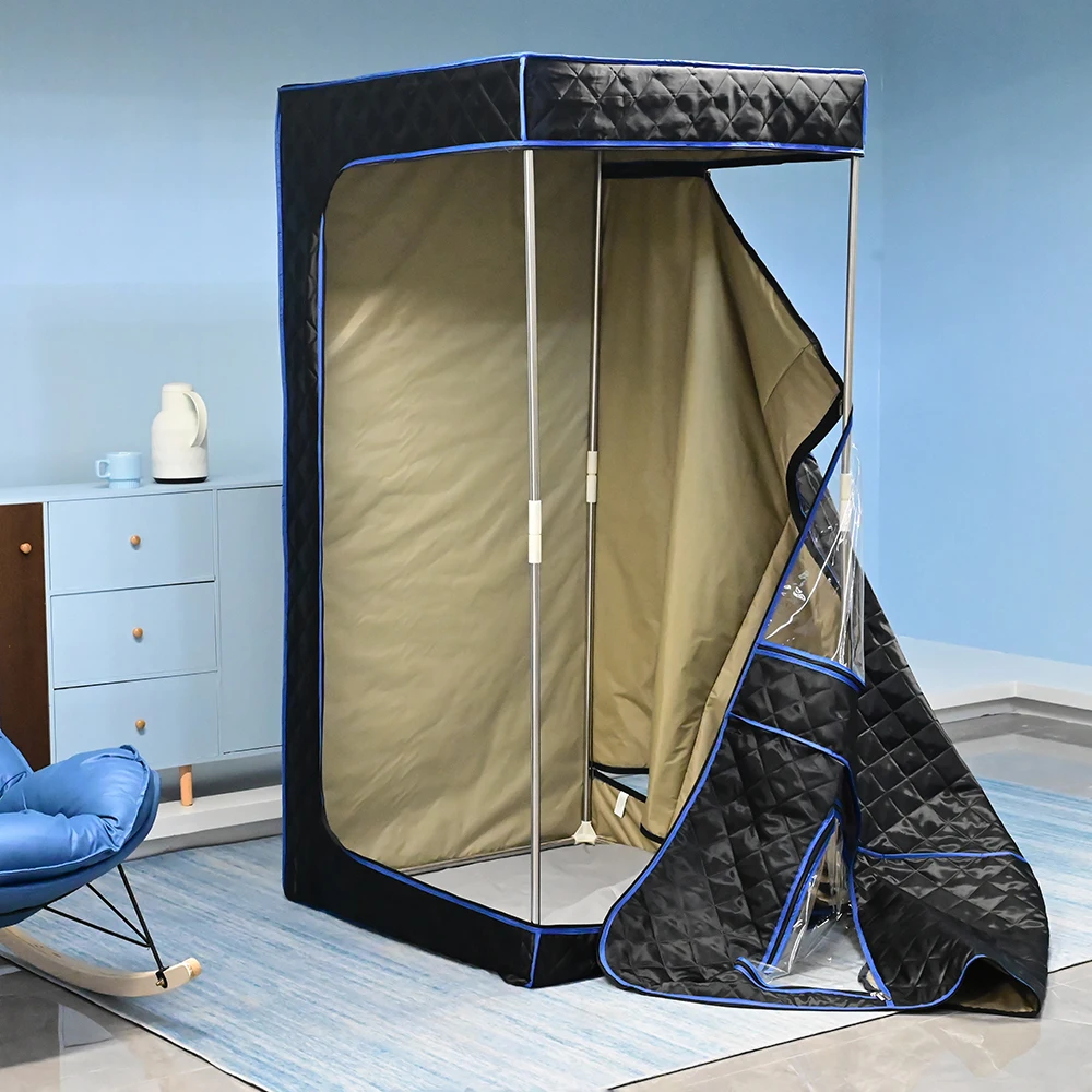 DINGDA 1.8m Full Size Portable Steam Sauna Kit Personal Full Body Home Spa for Detox Relaxation 3Liters 1600 Watt Steamer