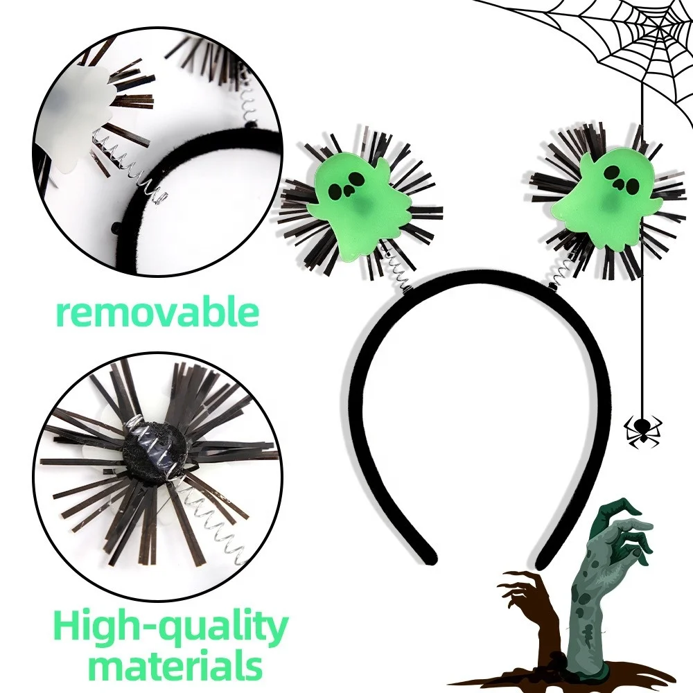 Custom Halloween party supplie Custom promotional  Fluorescent Ghost  glow in the dark headbands Light Up halloween headband