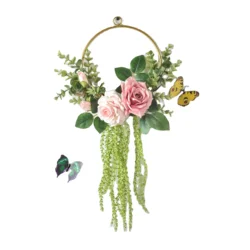 Hot Flower Garlands Creative Tapestry Wreaths Round Golden Geometric Wall Hanging Corridor Decoration Winice New Rose powder