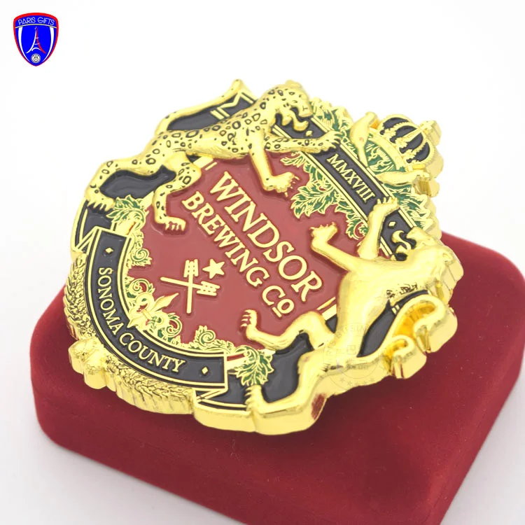 High Quality 3D Gold Plated Metal Nameplate WINDSOR BREWING Personalized Name Plates for SONOMA COUNTY