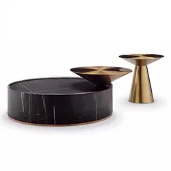 Modern for coffee table sets living room round black glass white marble top oval korean small coffee table