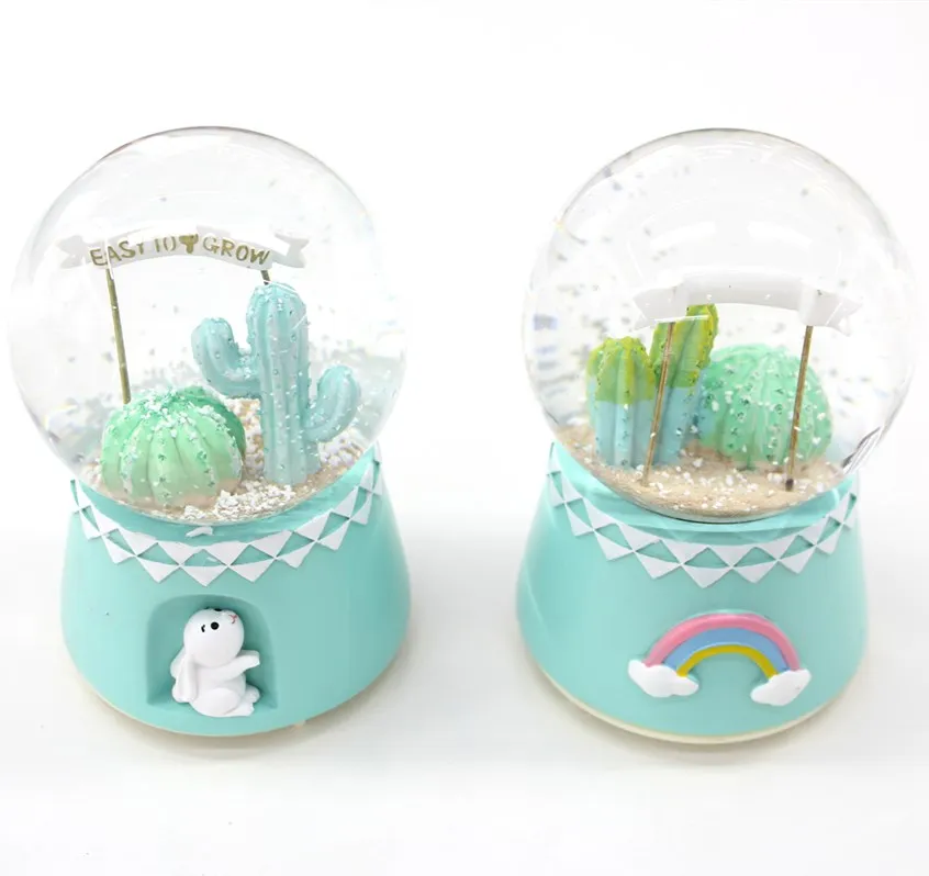 
2020 Custom resin glass snow ball cactus tree souvenir gift snow globe 