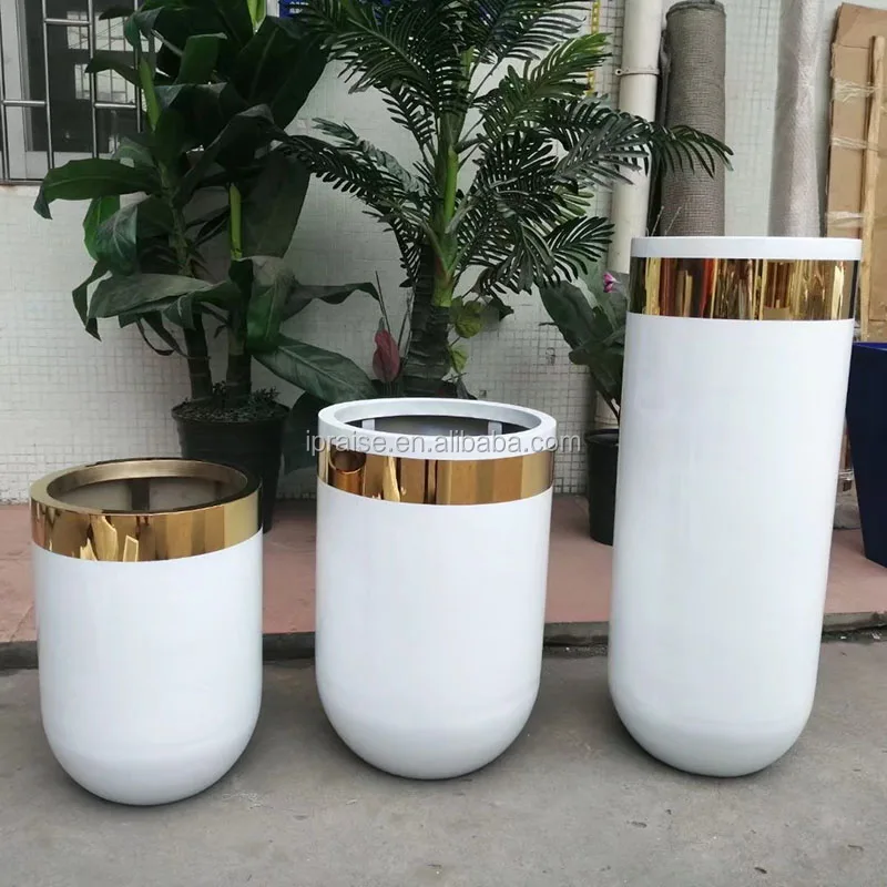 New large white and gold indoor flower pots / garden pots & planters /floor vase for home decor