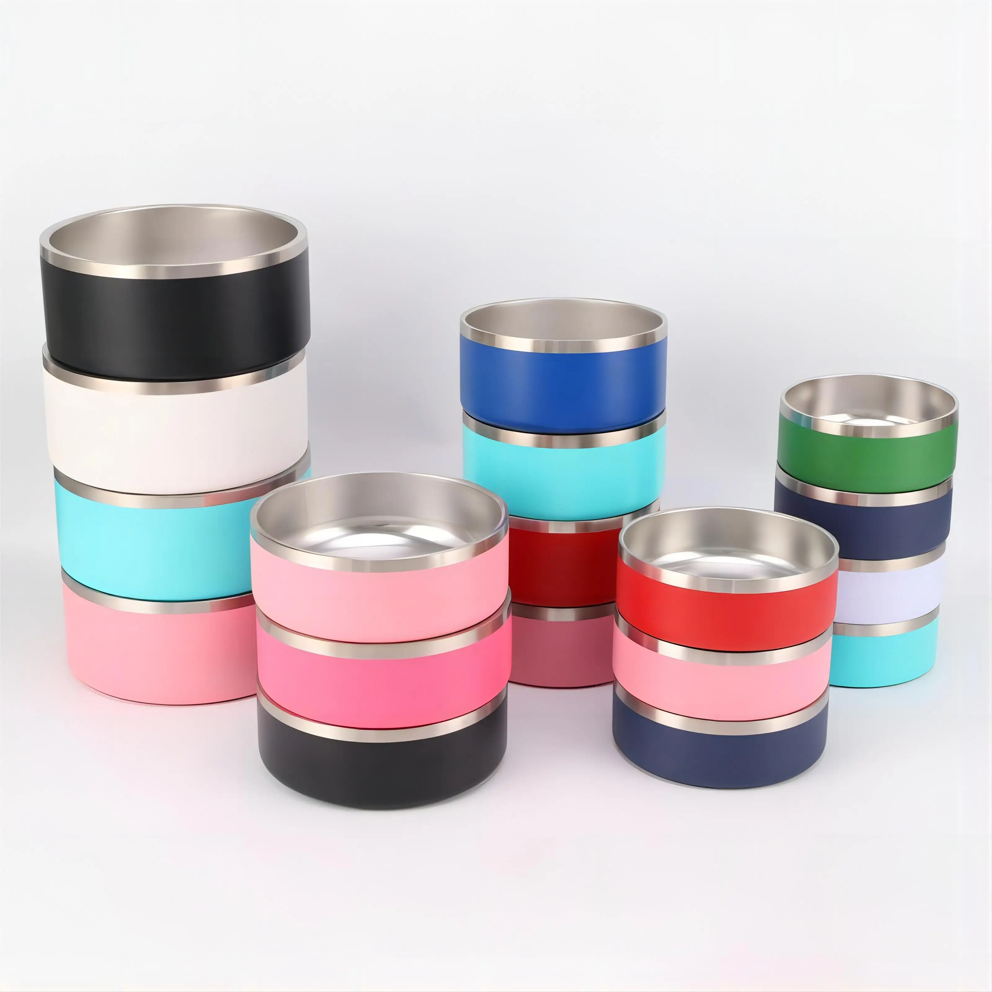 Wholesale Round Cat Basin Double Vacuum Custom Dog Food Stainless Steel Dog Bowl