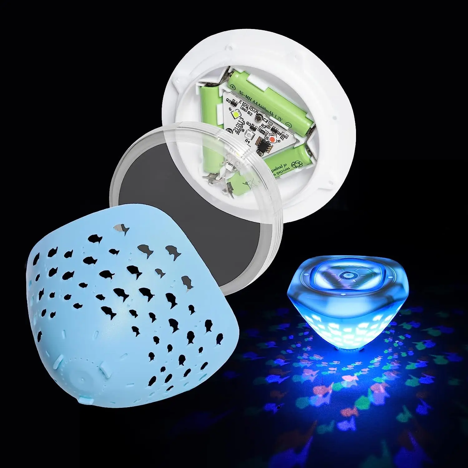 Fish Pattern Underwater Lights IP68 Waterproof Changing Floating Lights