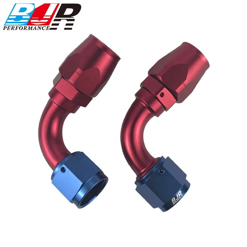 BJR Performance AN4 AN6 AN8 AN10 90deg Black Aluminum Cutter Hose End