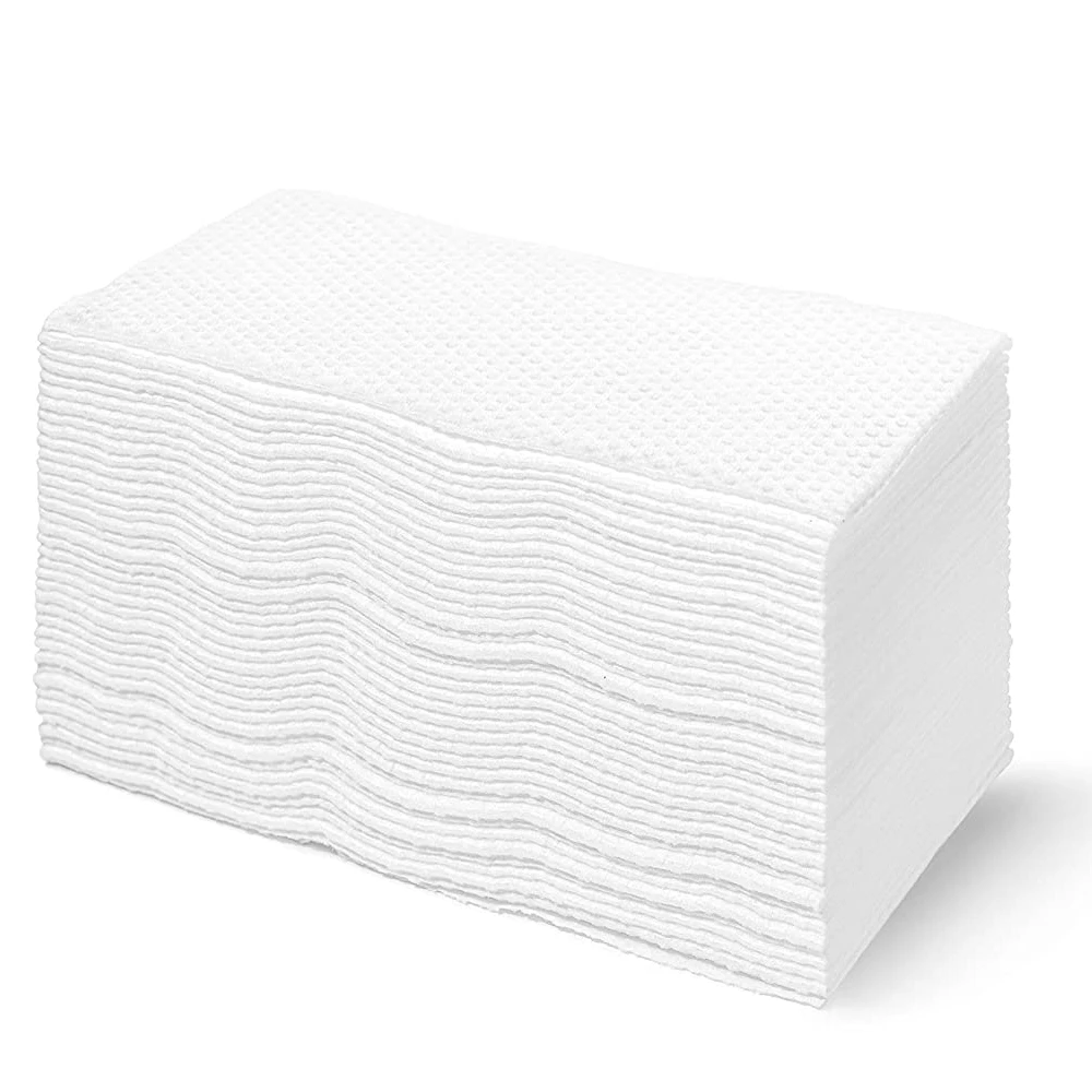 high quality  dry and wet use lint free nonwoven fabric disposable face towel white 100 pcs