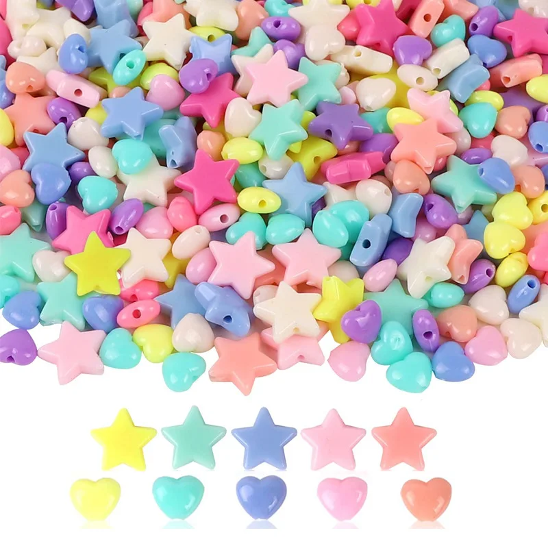 10 MM ACRYLIC HEART BEADS STAR beads macaron disperse candy color DIY material string beads accessories