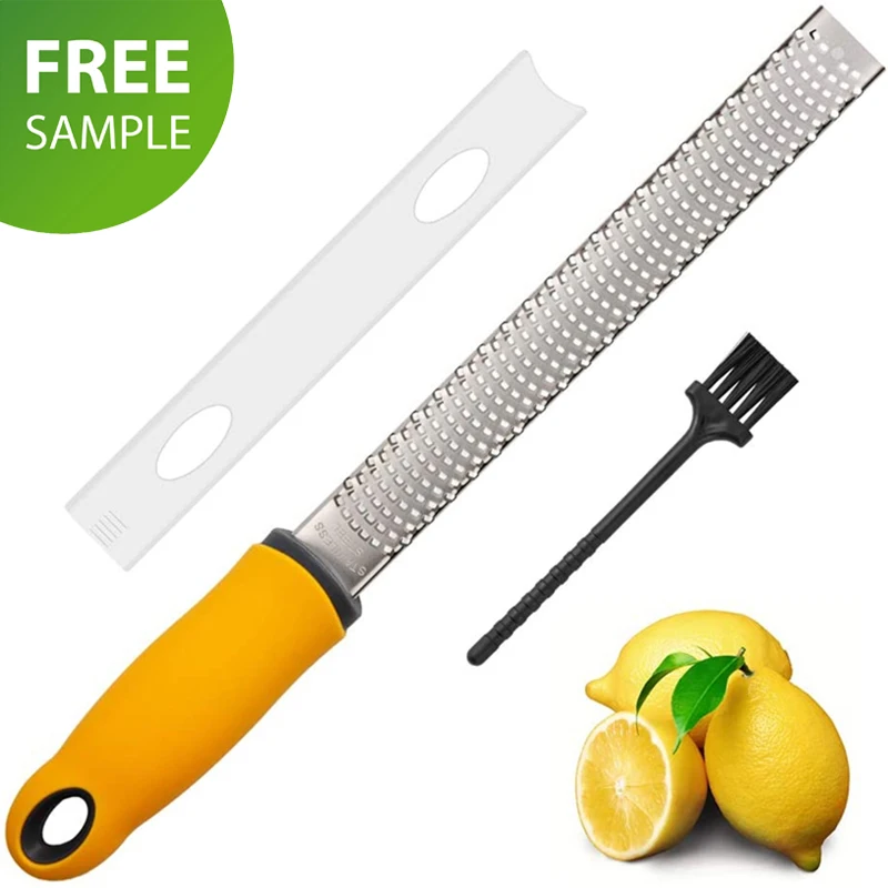 Stainless Steel Handheld Fine Zesters Graters Cheese Grater Lemon Zester Citrus Zester with Clean Brush For Kitchen