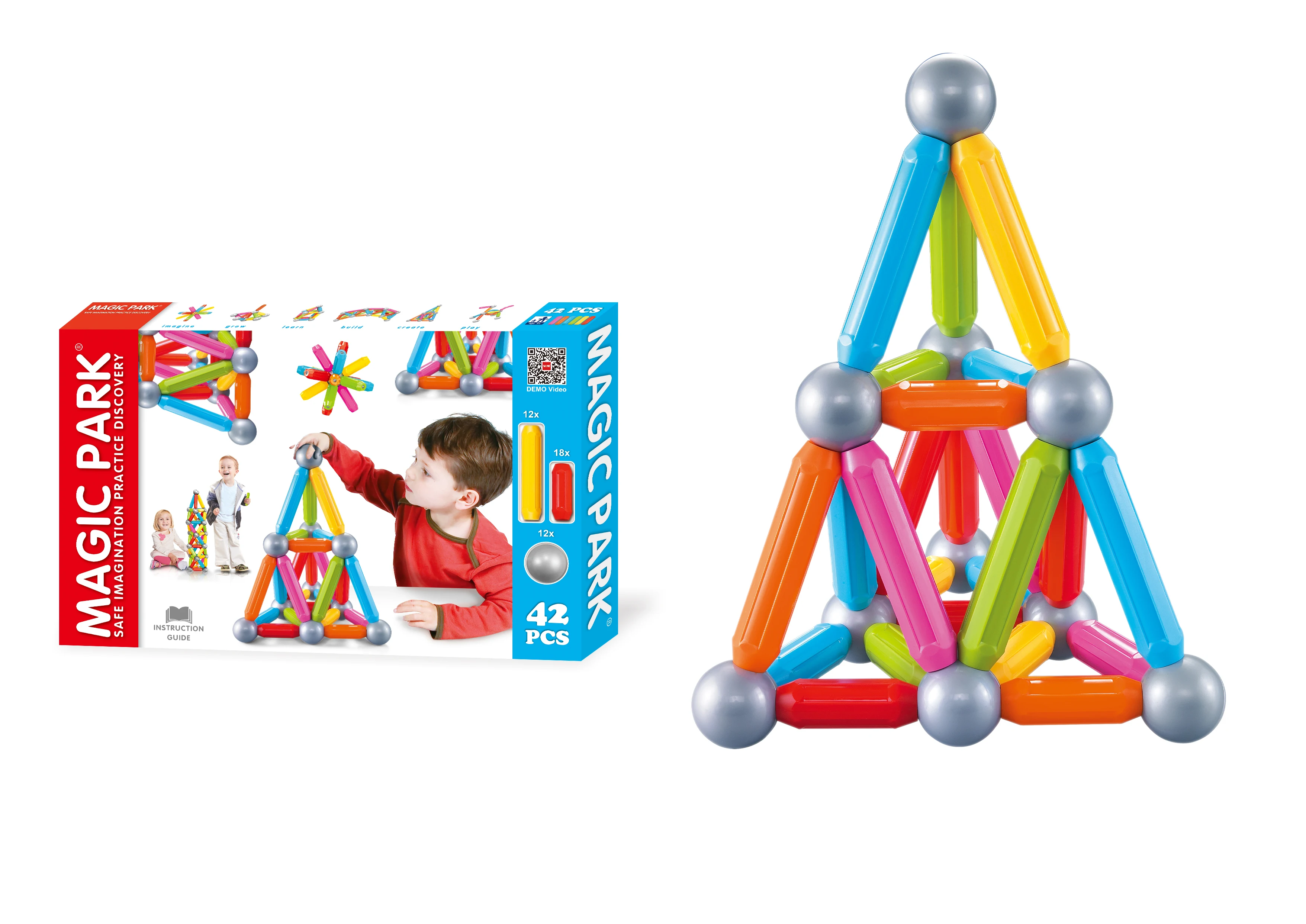 Magnet Construction Balls and Rods Toy 3D DIY Creative Flower Magnetic Sticks Blocks Set