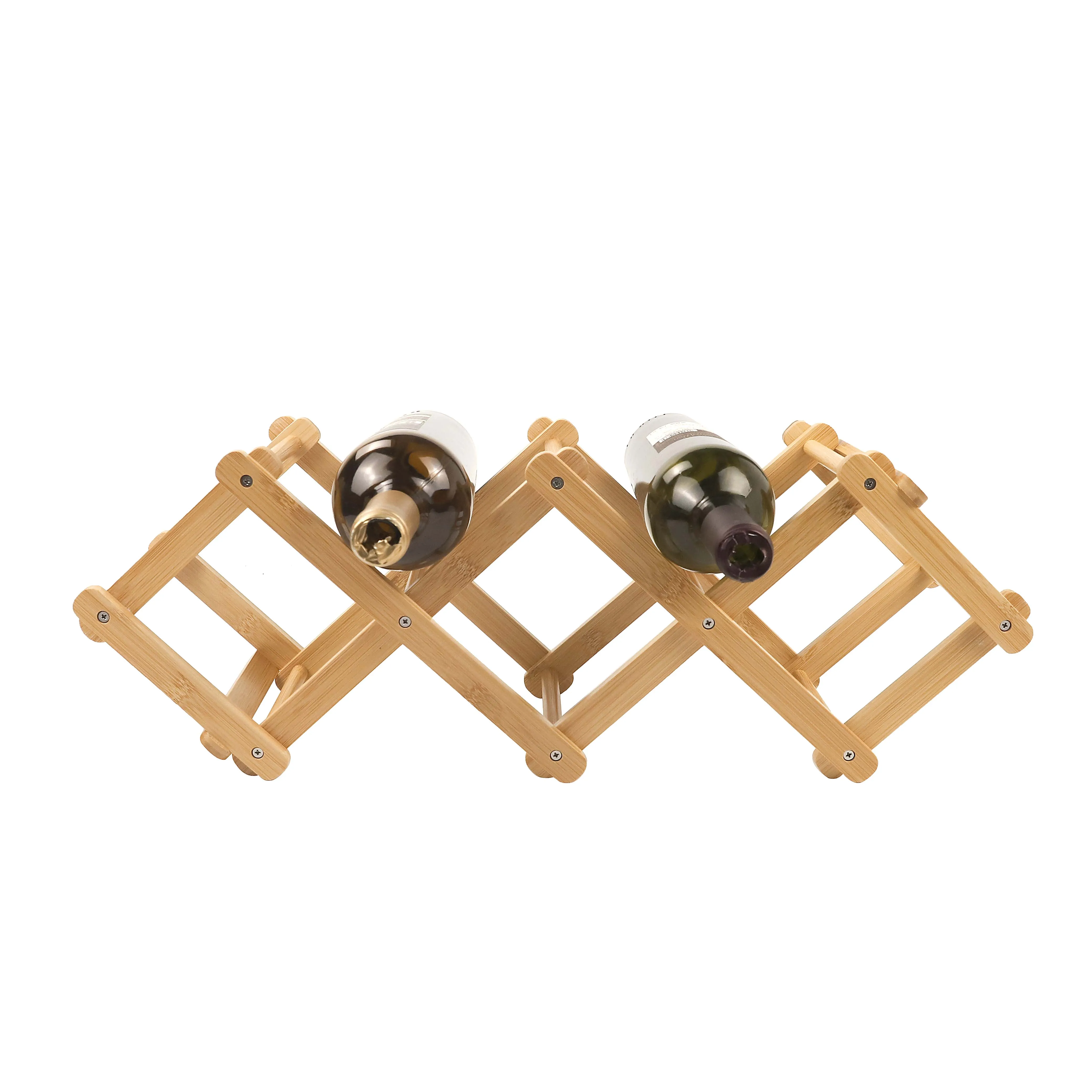 Free Standing Bamboo Foldable Kitchen Wine Bottles Rack Holder Storage
