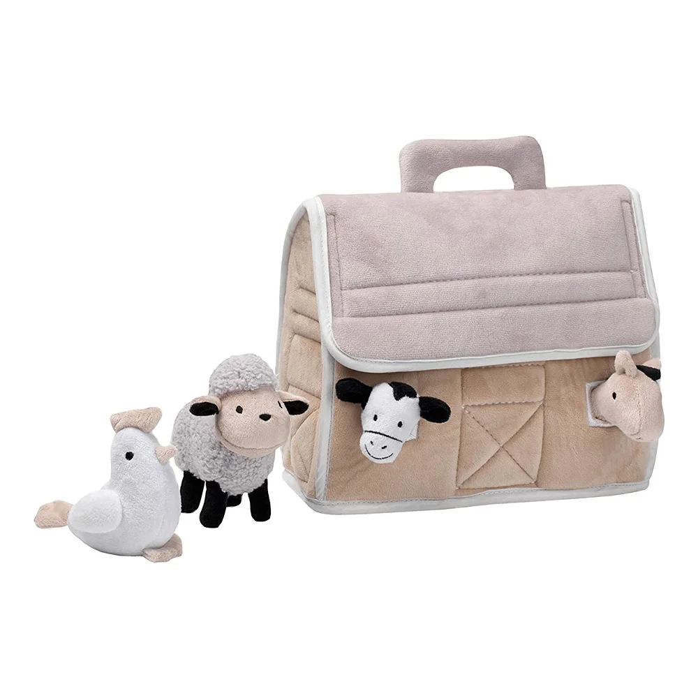 1448 Unique Sheep Rooster Horse Cow Baby Farm Plush Barn Stuffed Animals Toy Cut Plush Set Farm Animal Toys