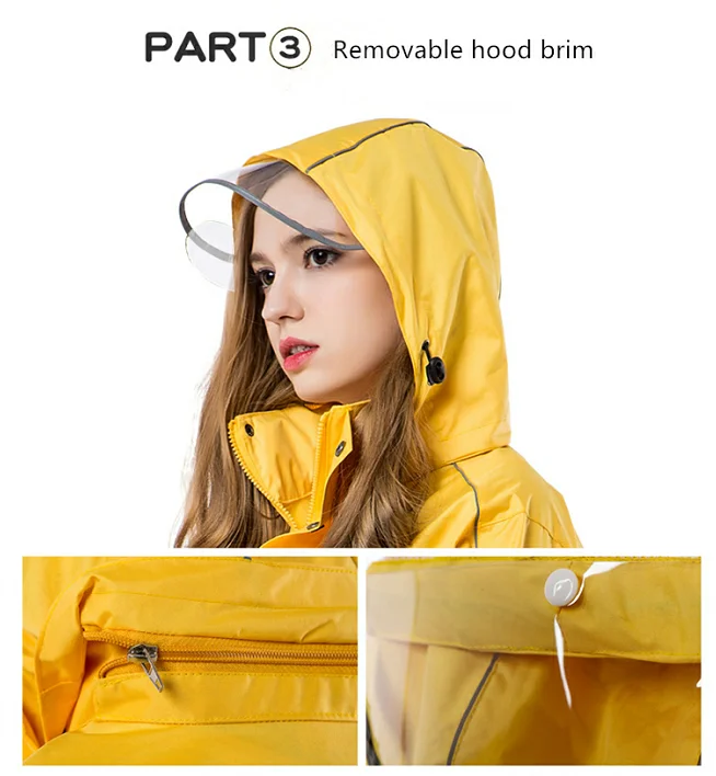 Custom adult rain suit thickened split raincoat rain pants with safety reflection and zipper cuffs with beef sash