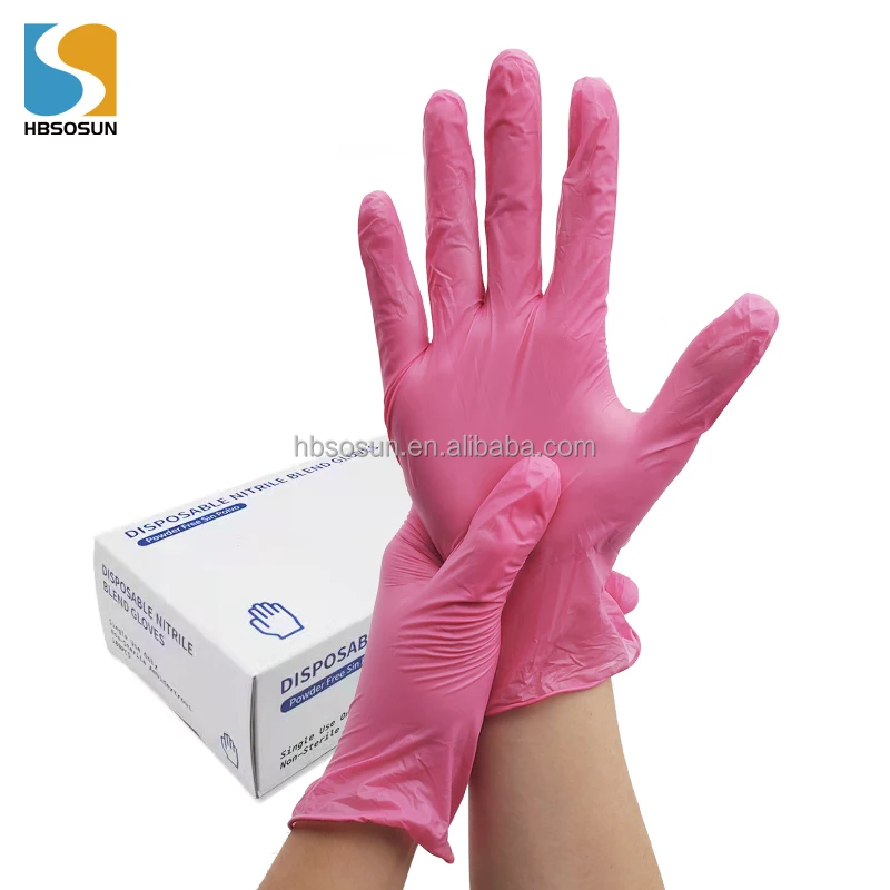 Support Custom OEM Cheap Wholesale 100pcs/bag Powder Free Pink Nitrile Gloves 200 Box Bulk Sale with High Quality