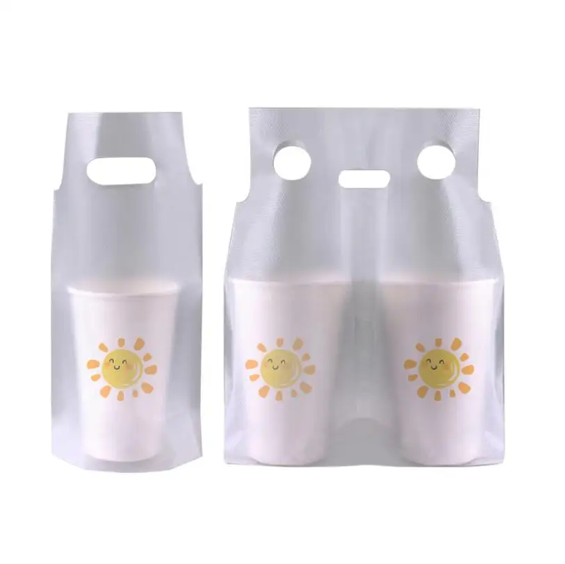 Disposable Custom Milk Tea/Coffe Tea Packaging Plastic Take Away Bag