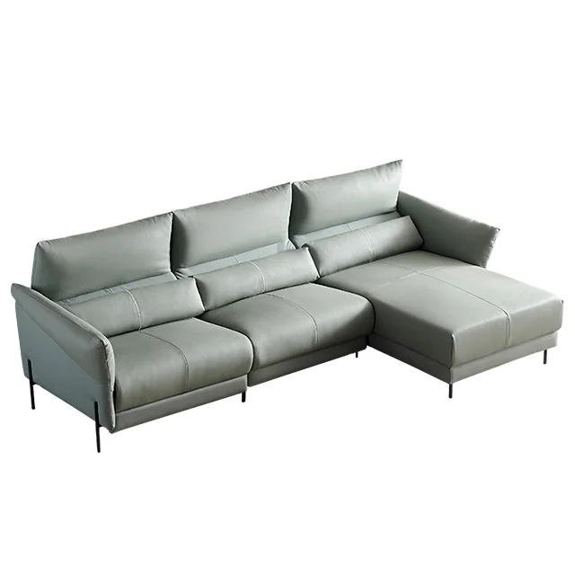 
leather recliner sofa livingroom corner Genuine Leather sofa chaise Foshan city factory 