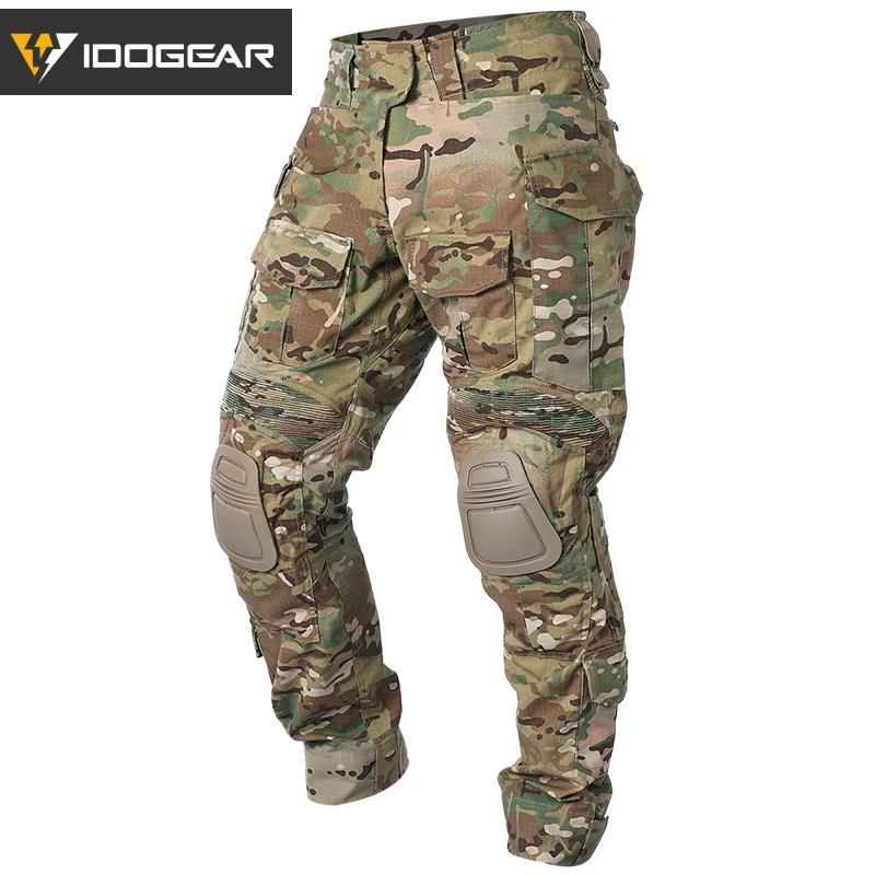 IDOGEAR Men G3 Camo Paintball Tactical Outdoor Trousers Combat Trousers Camouflage Pants Combat Pants with Knee Pads