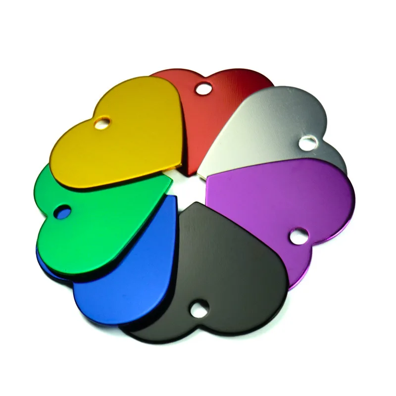 Hot Sale Heart Shaped Aluminum Engrave Name Pet Collar Necklace Pendent Personalized Military Blanks Dog Tag Pet ID Tag