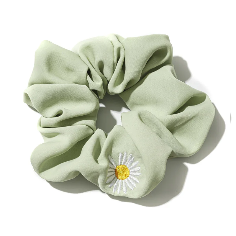 Fabric Elastic Band Scrunchies Custom Flower Printed  Hair Ties Polyester Scrunchies For Women