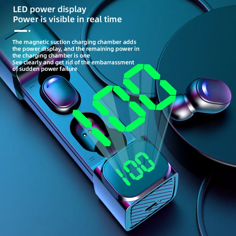 2023 E50 Factory Wholesale Earbuds Tws bt5.1 Headset Waterproof LED Display Earphones for ios and Android