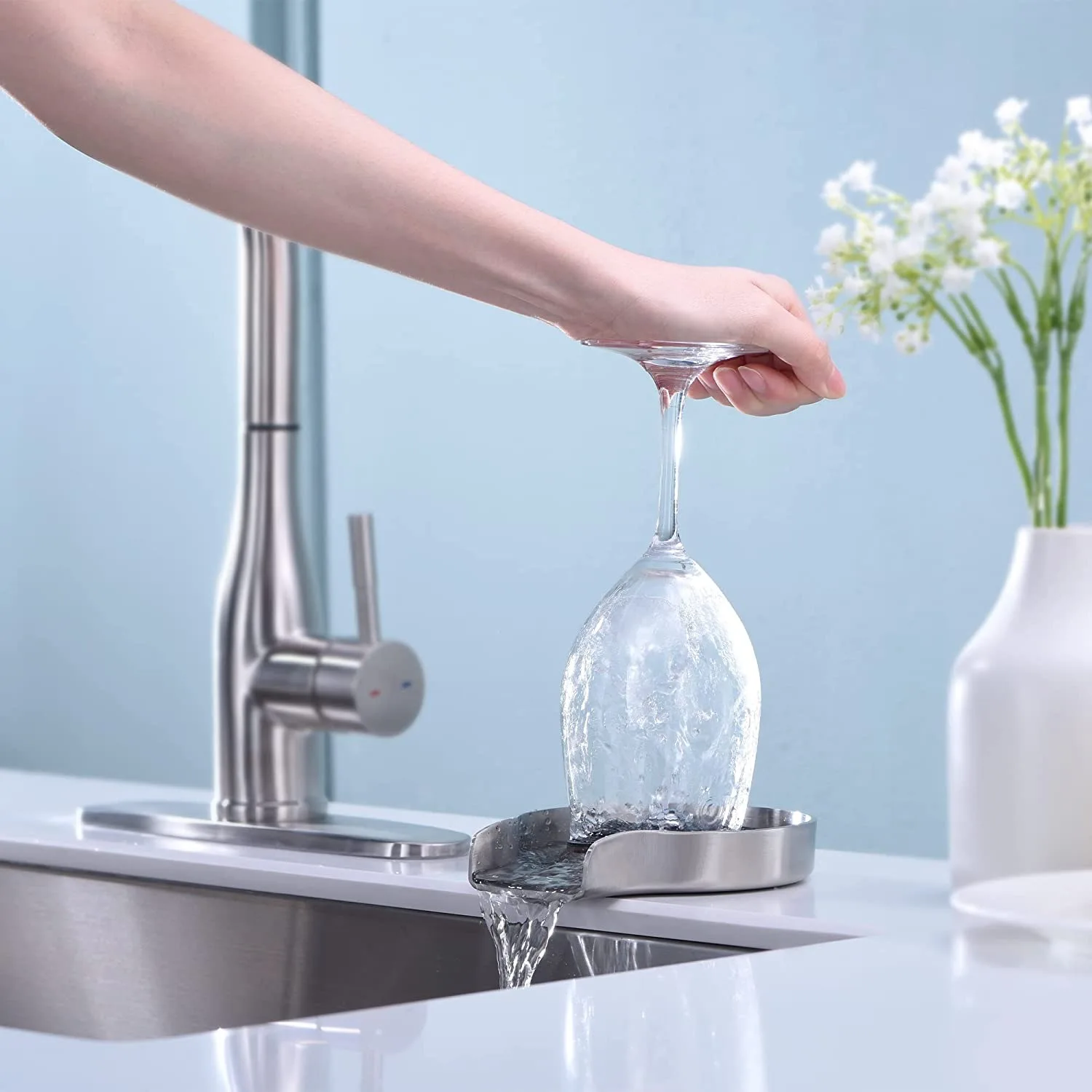 Metal Kitchen Sink Glass Rinser,Bottle Washer,Stainless Steel